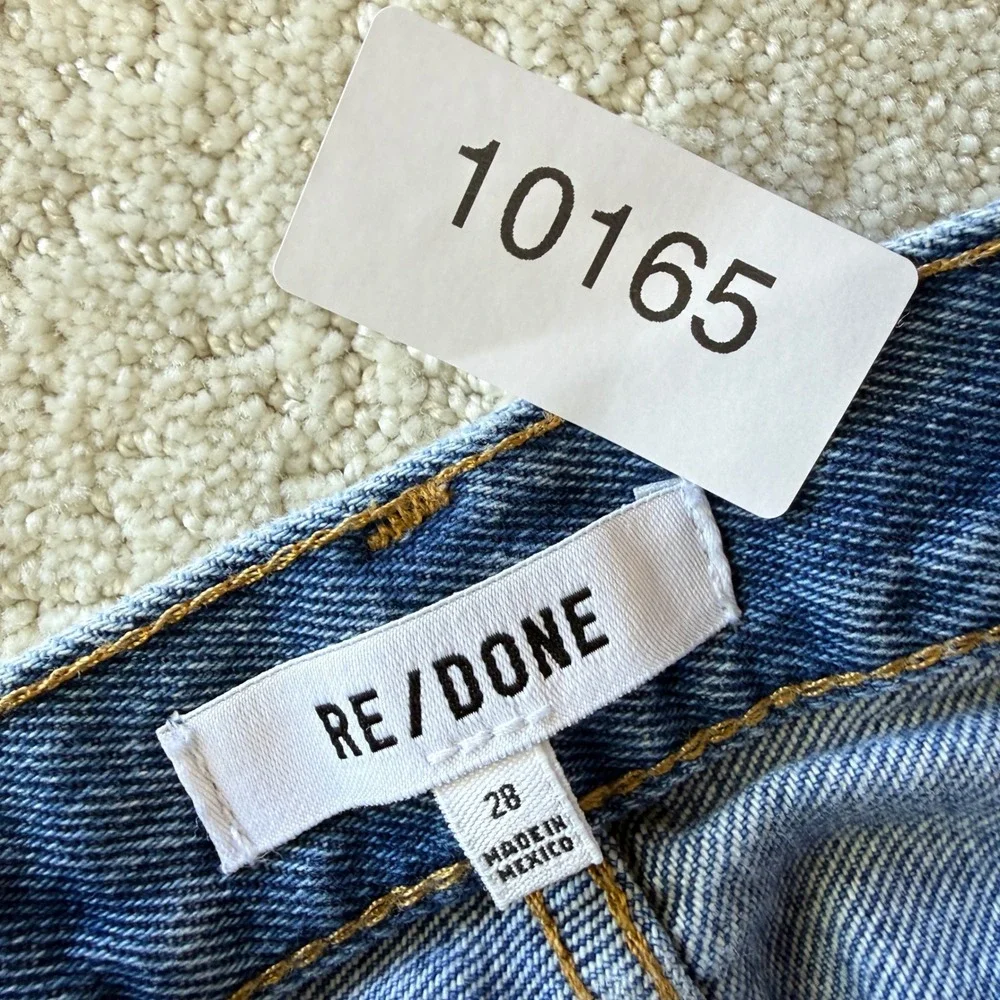 Revolve RE/DONE 70s High Rise‎ Short Women 28 Blue Distressed Raw Hem Denim